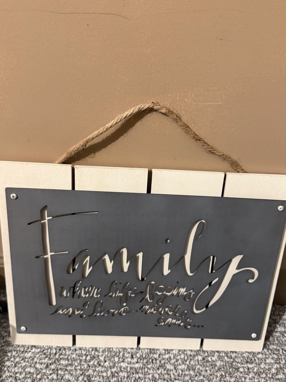 Family Wall Sign in Gray and Cream - Decorative Home Accent